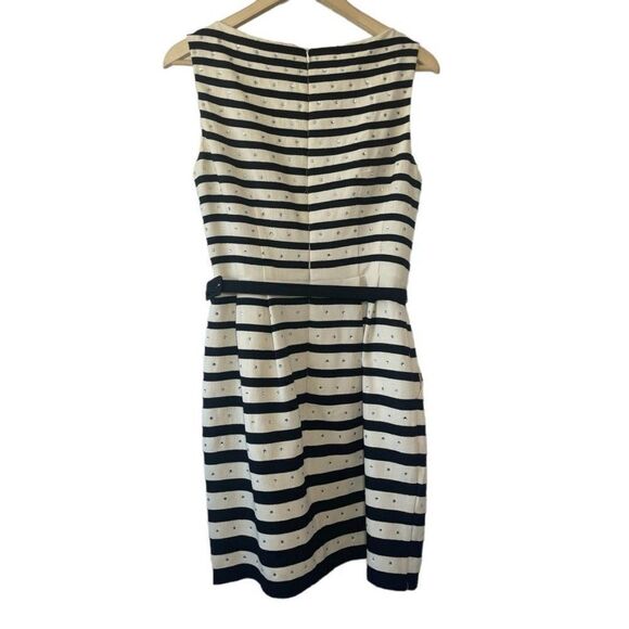 Nanette Lepore Champagne/Black Rhinestone Trim Sheath Dress Sz 6 - Picture 4 of 9